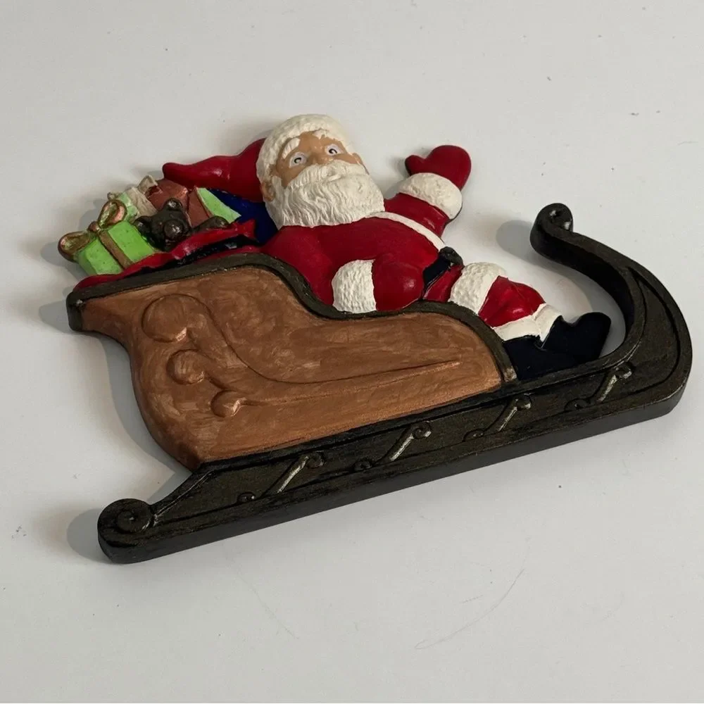 Santa Sleigh Handmade Ceramic Hand-painted Wall Hanging Christmas Decor